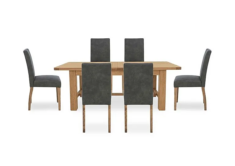 Augusta Large Rectangular Extending Dining Table and 6 Cowboy Upholstered Chairs - Grey