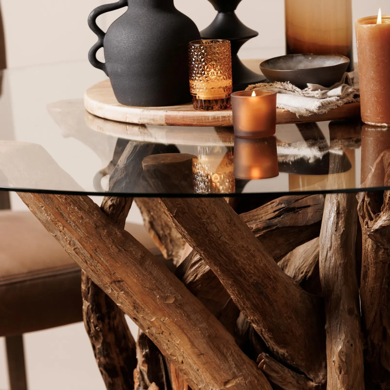 Whinfell Round Dining Table 130Cm, Round, Brown Glass | Barker & Stonehouse 5