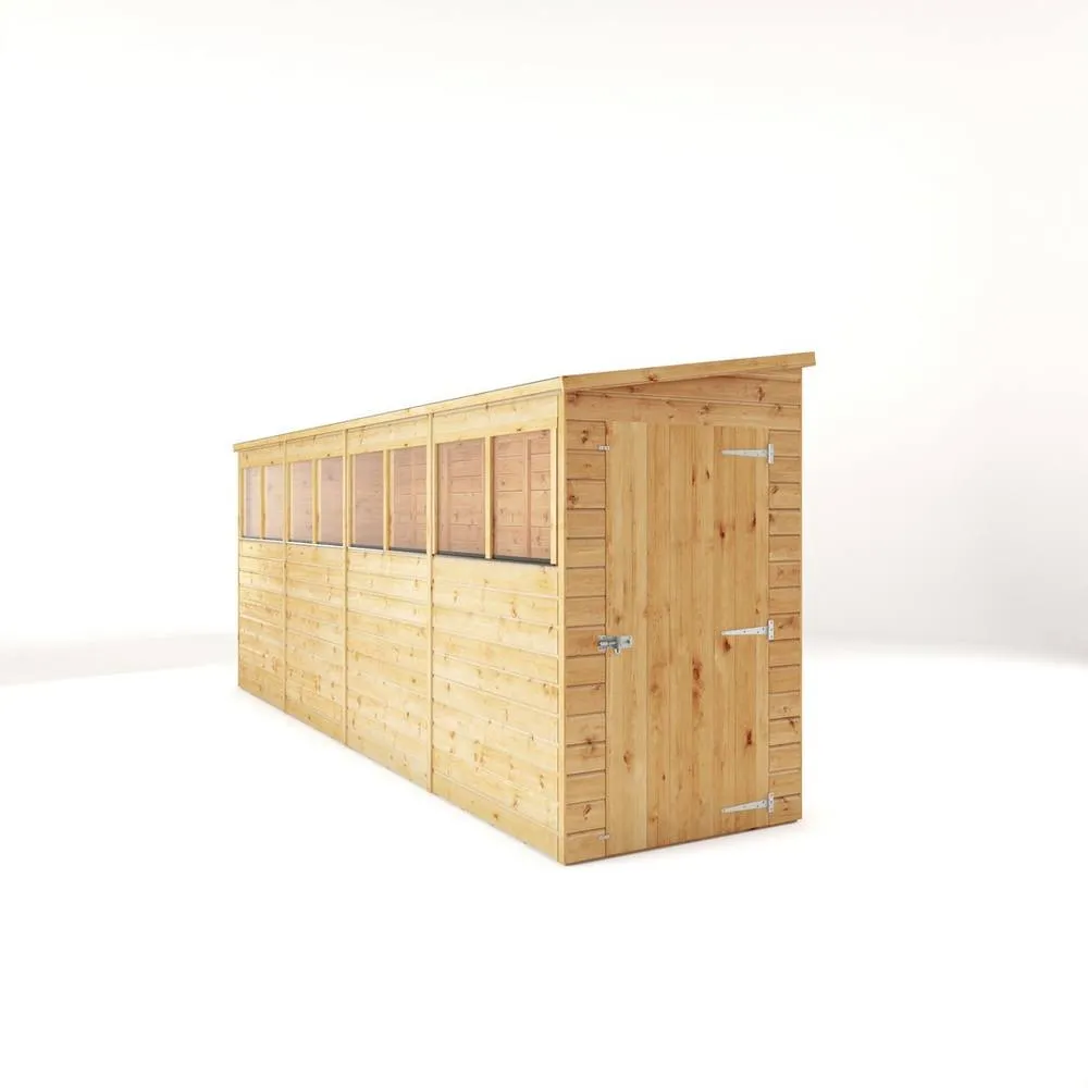 Mercia 16 x 4 Feet Modular Shiplap Pent - Wood - L488 x W127.9 x H203.3 cm in Light Brown