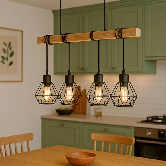 EGLO Townshend Industrial 4 Light Adjustable Diner Ceiling Light