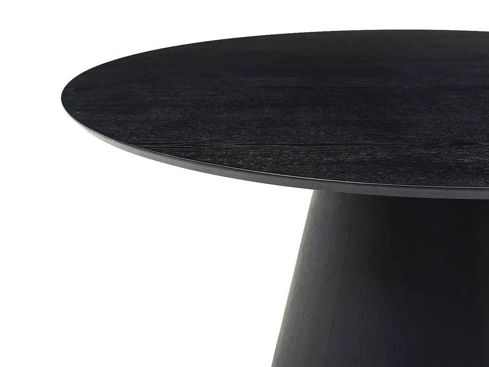 Vente-unique 4 - Seater Round Dining Table Ash Veneer - Black - ANTALIZA 6