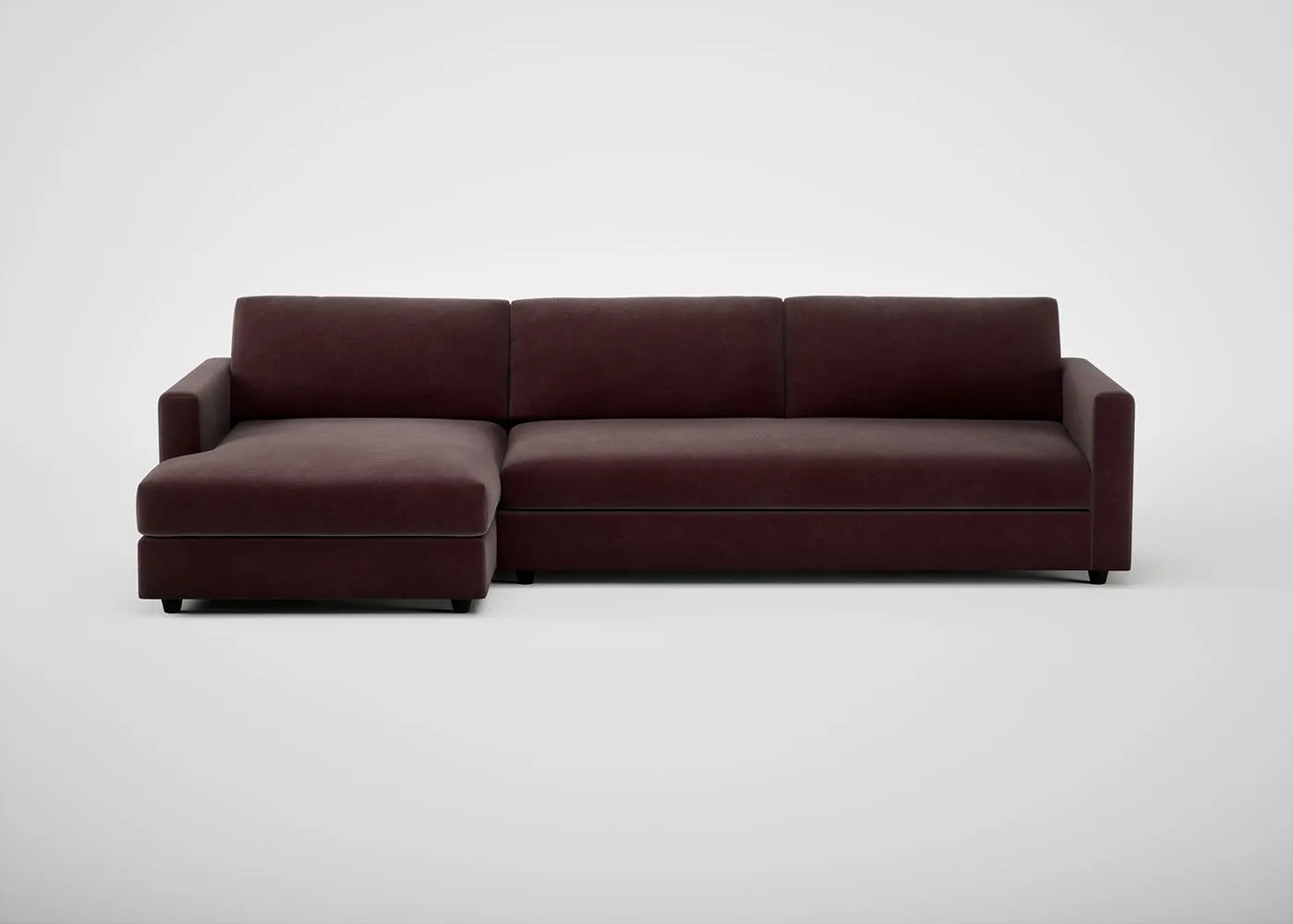 Heal's Nimbus II Chaise Sofa LHF Smart Luxe Velvet Acorn Black Feet 1