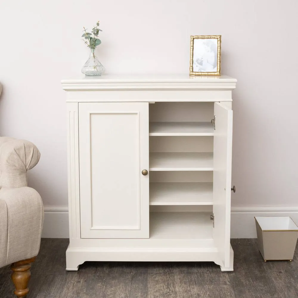 Melody Maison Wooden 3 Shelf Shoe Cabinet Storage Cupboard - Daventry Ivory Range 2