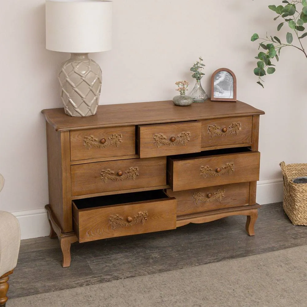 Melody Maison Wooden 7 Drawer Chest Of Drawers - Pays Du Bois Range in Dark Brown 4
