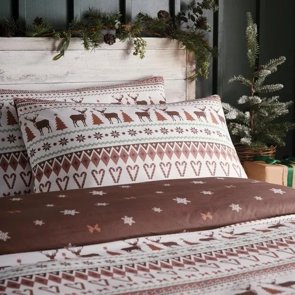 Fusion Christmas Fairisle Polycotton Duvet Cover & Pillowcase Set 4