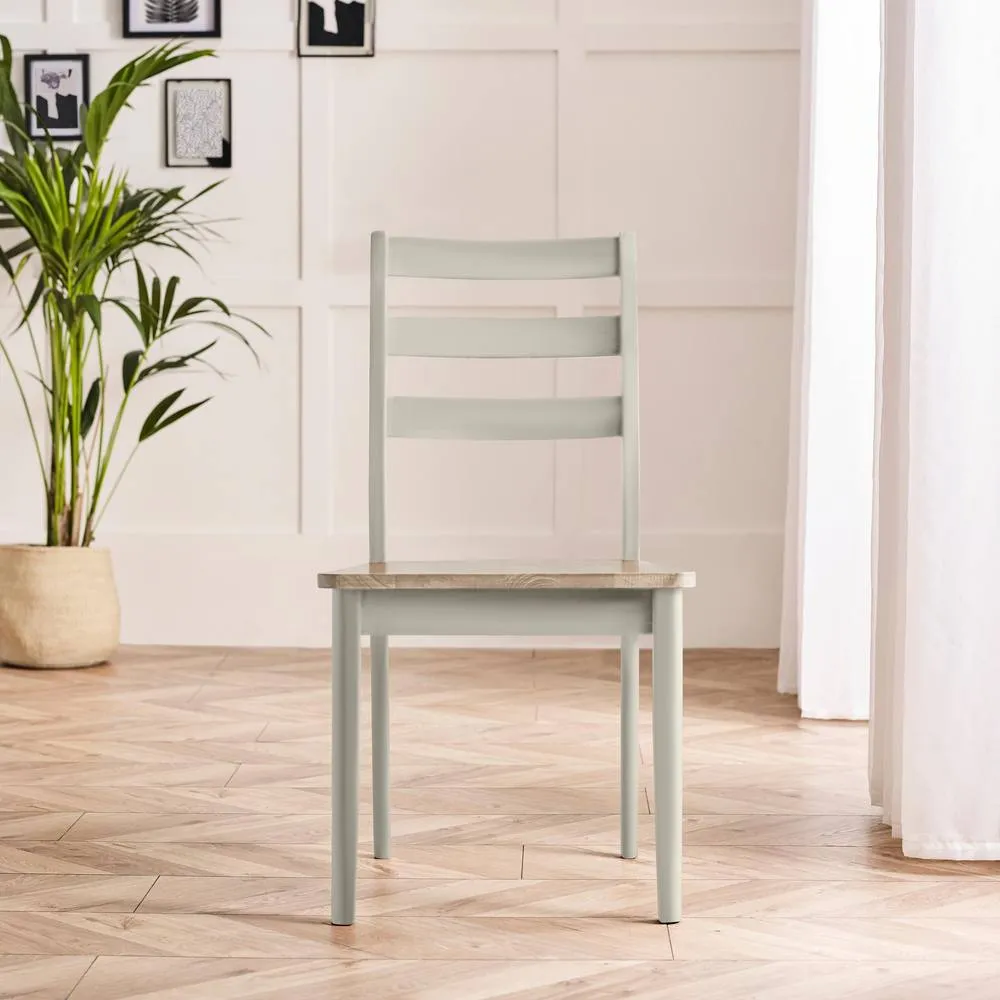FurnitureboxUK 2x Lynton Whitewash & Light Grey Wooden Dining Chairs in White 3
