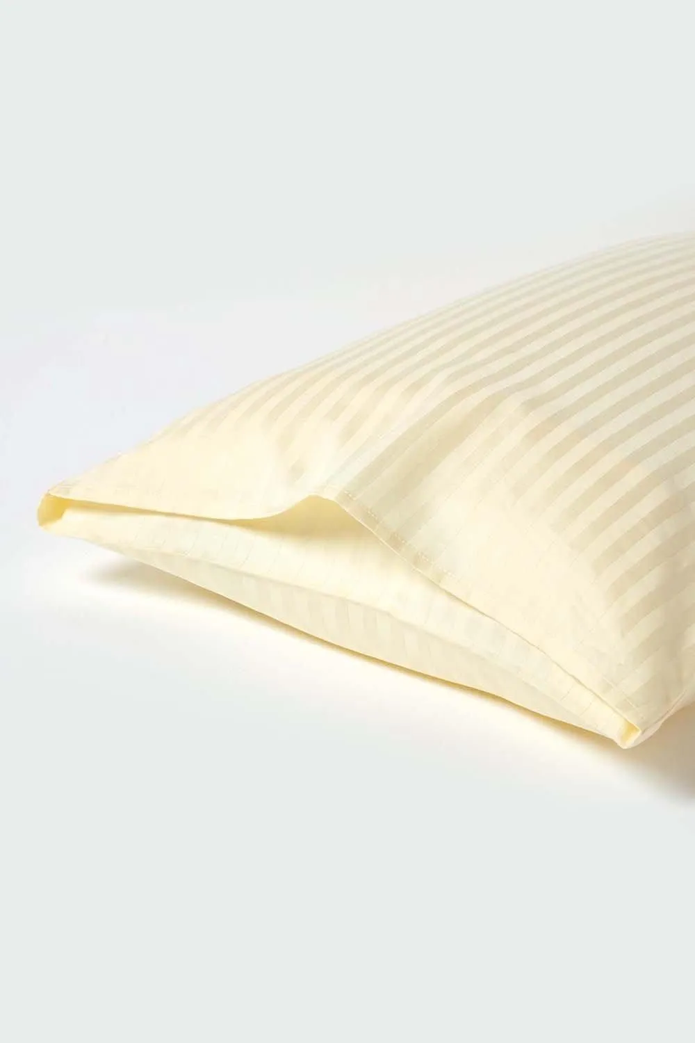 Homescapes Egyptian Cotton Satin Stripe Housewife Pillowcase 330 TC in Bright Yellow 3