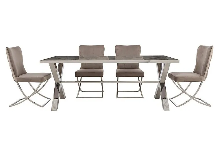 Vanquish Large Dining Table and 4 Chairs - Taupe