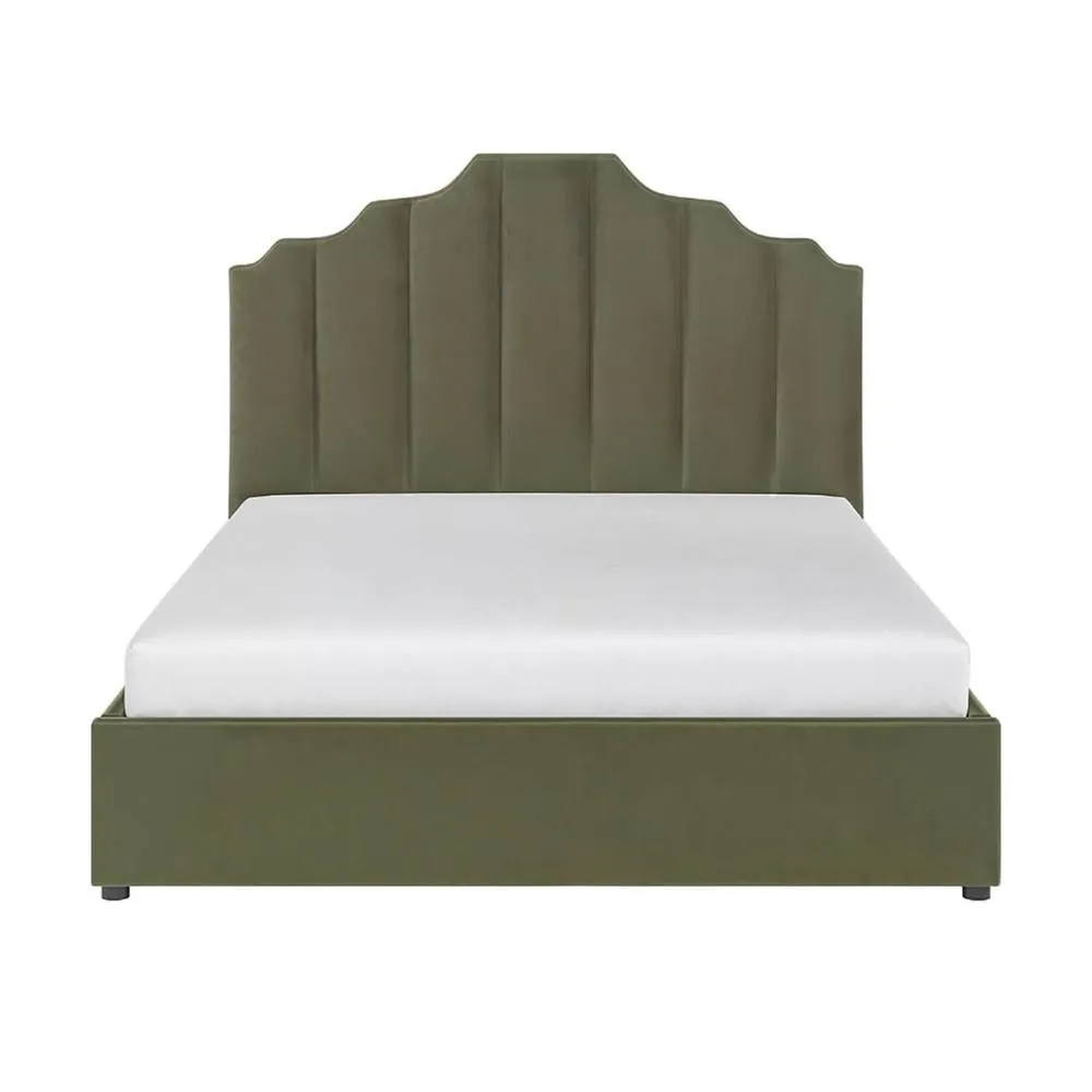 Flair Margot Ottoman Bed Khaki Green Velvet 5