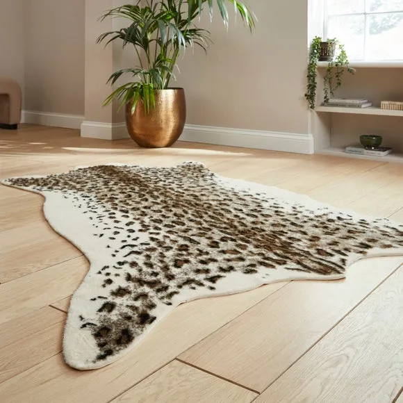 Faux Fur Leopard Print Rug 6