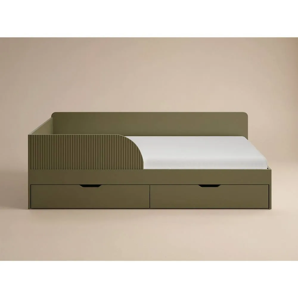 Flair Aris Single Montessori Bed with Storage Drawers in Olive 4
