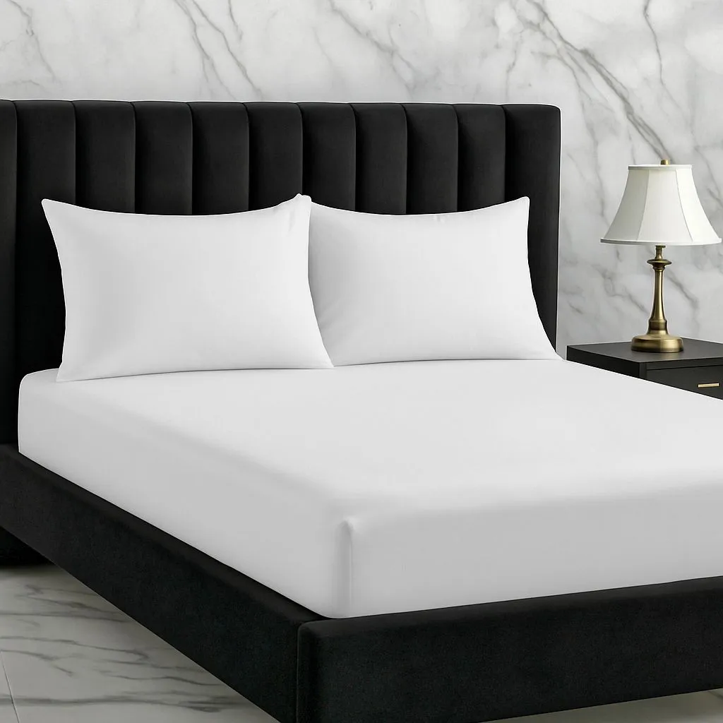 Snug City Microfibre Soft Touch Fitted Sheet 25cm Skirt Plain Dyed Bed Linen in White