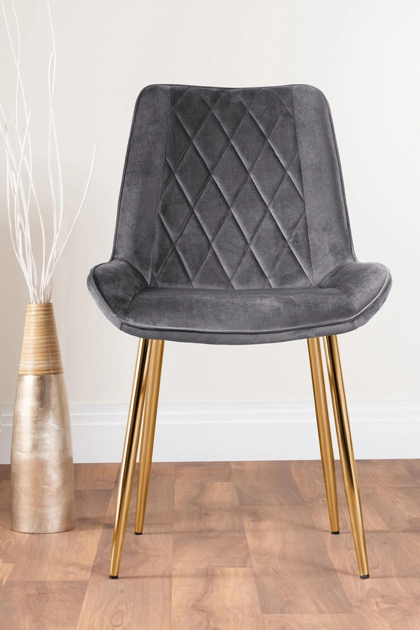 FurnitureboxUK Giovani 4 Grey Dining Table & 4 Pesaro Gold Leg Chairs 6