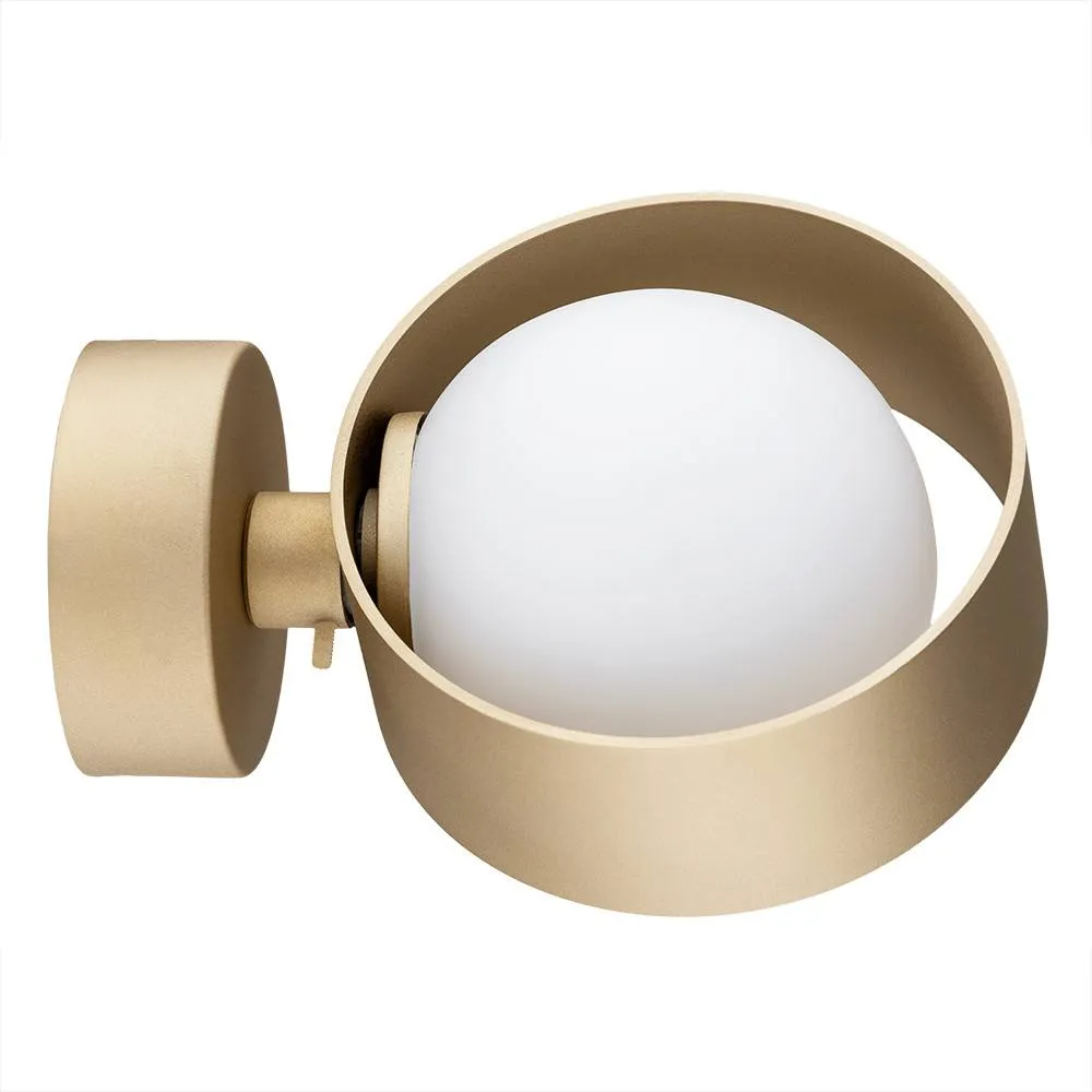 Netlighting Massimo Plus Outdoor Globe Wall Lamp Opal Matt Gold IP44 5