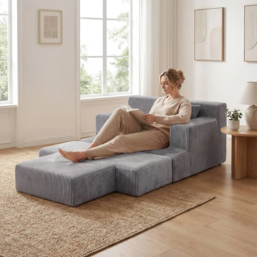 Costway Folding Sofa Bed Convertible Sleeper Chair with Dual Pillows in Grey 3