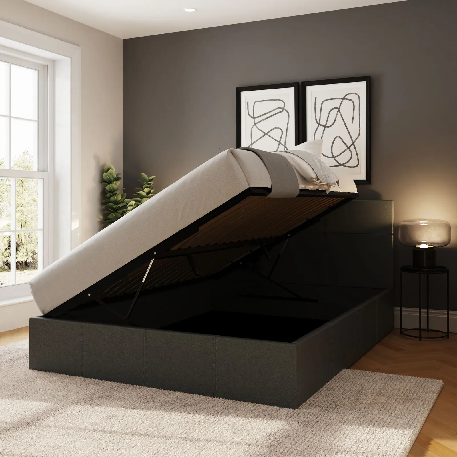 GFW Side Lift Ottoman Storage Bed in Dark Grey 2