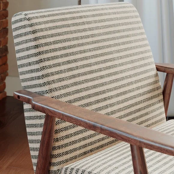 Quinn Textured Stripe Chenille Wooden Arm Accent Chair 4