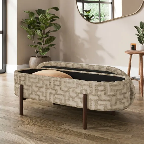 Marley Aztec Chenille Storage Ottoman 2