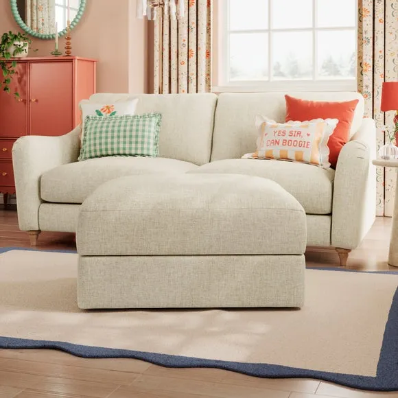 Hattie Slub Faux Linen Storage Footstool 4