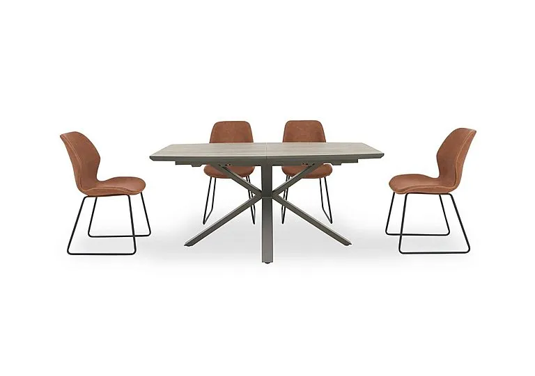 Pedro Extending Dining Table with 4 Faux Leather Ski Leg Chairs