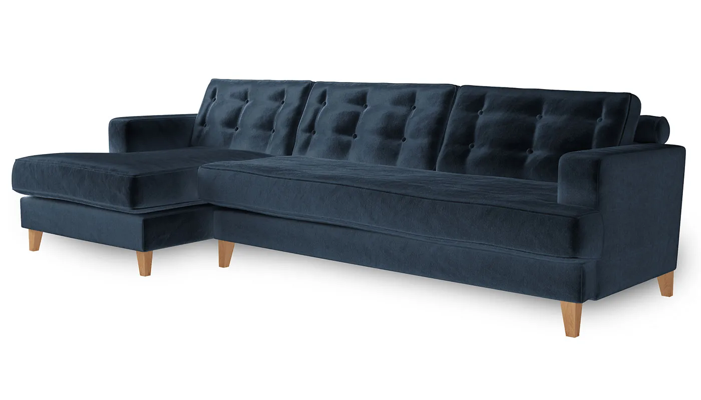 Heal's Mistral Left Hand Corner Sofa Velvet Midnight Natural Feet