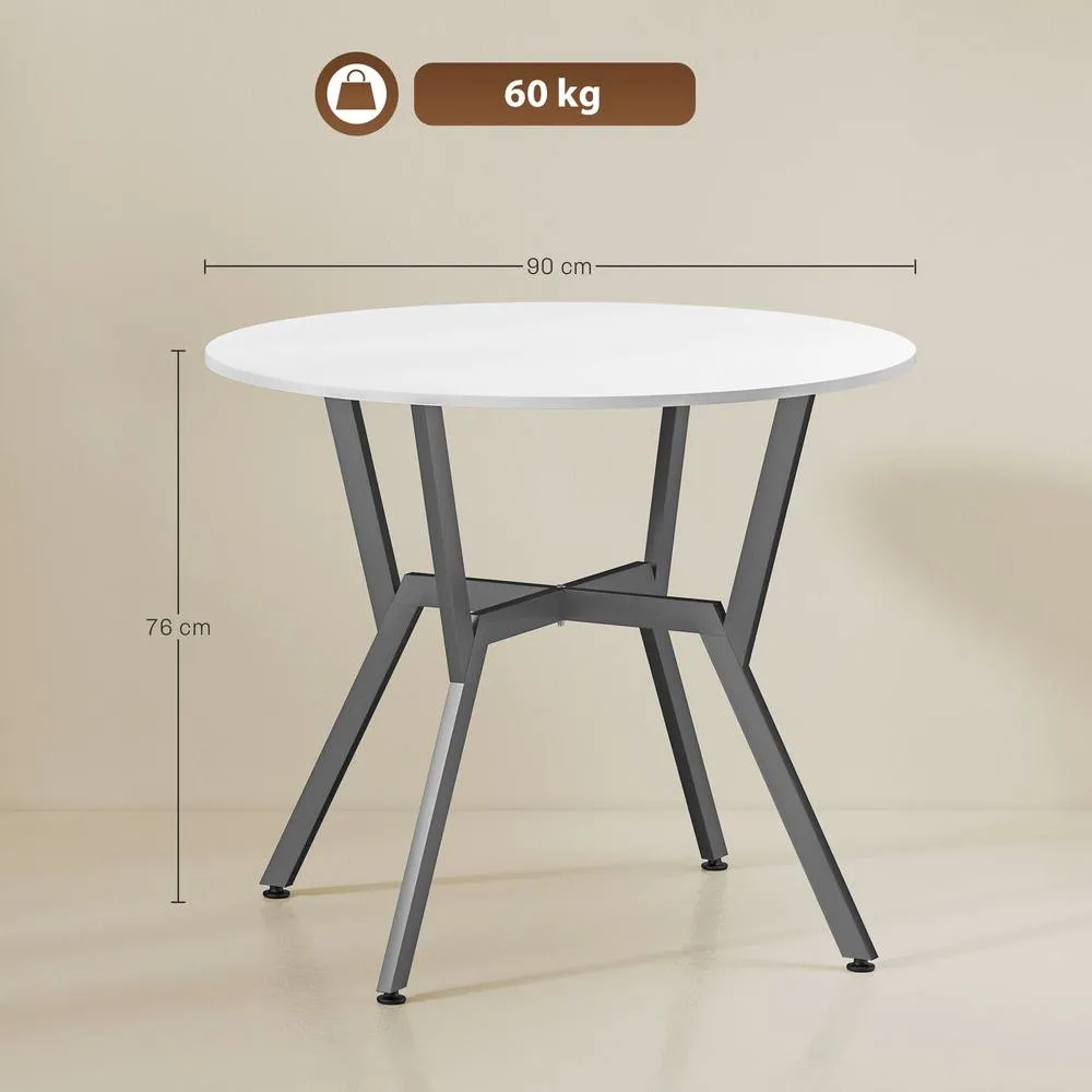 HOMCOM Small Kitchen Table with Black Steel Legs, Dining Table in White 3