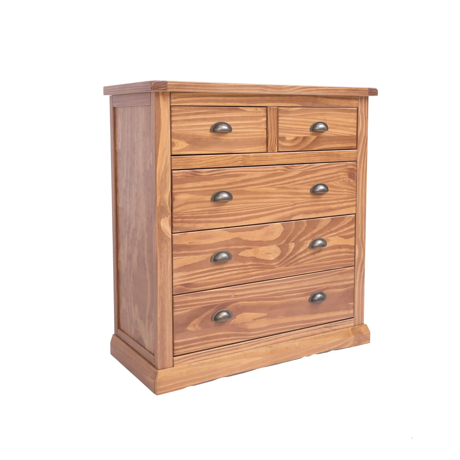 Cabinet Bits Tirolo 5 Drawer Chest of Drawers Brass Cup Handle in Brown 2