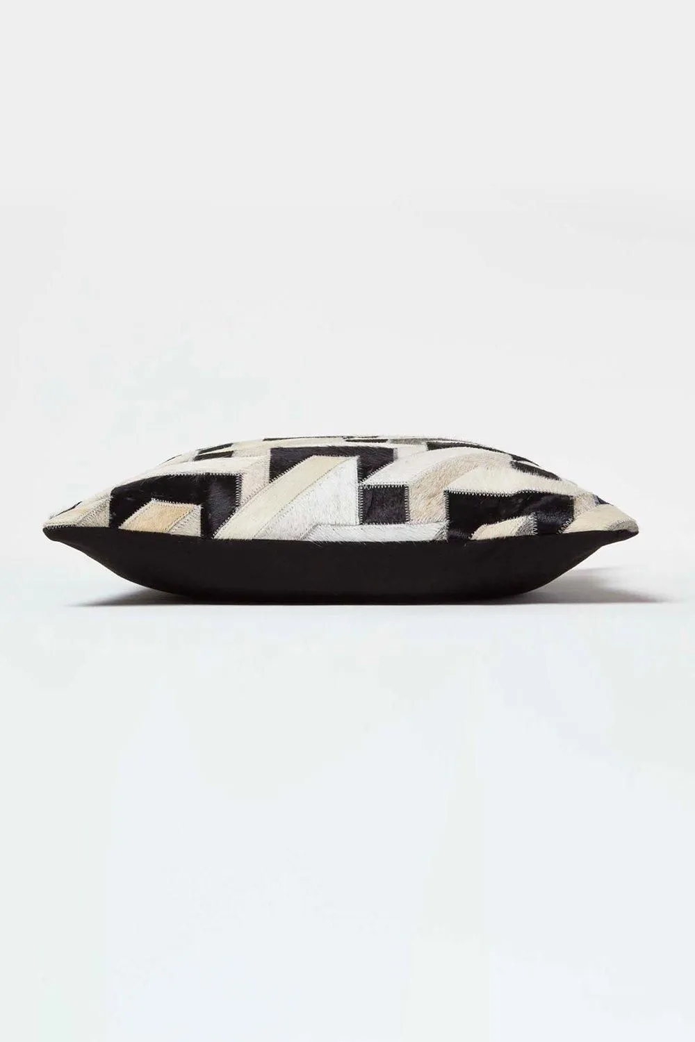 Homescapes Geometric Block Leather Cushion 45 x 45 cm in Brown 4