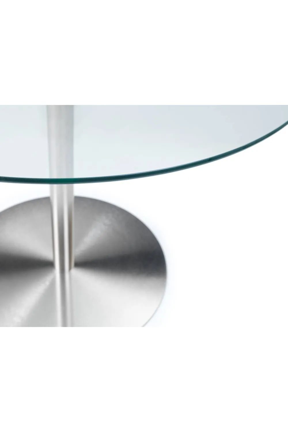 Julian Bowen Milan Round Glass Top Pedestal 4 Seater Dining Table in Silver 6