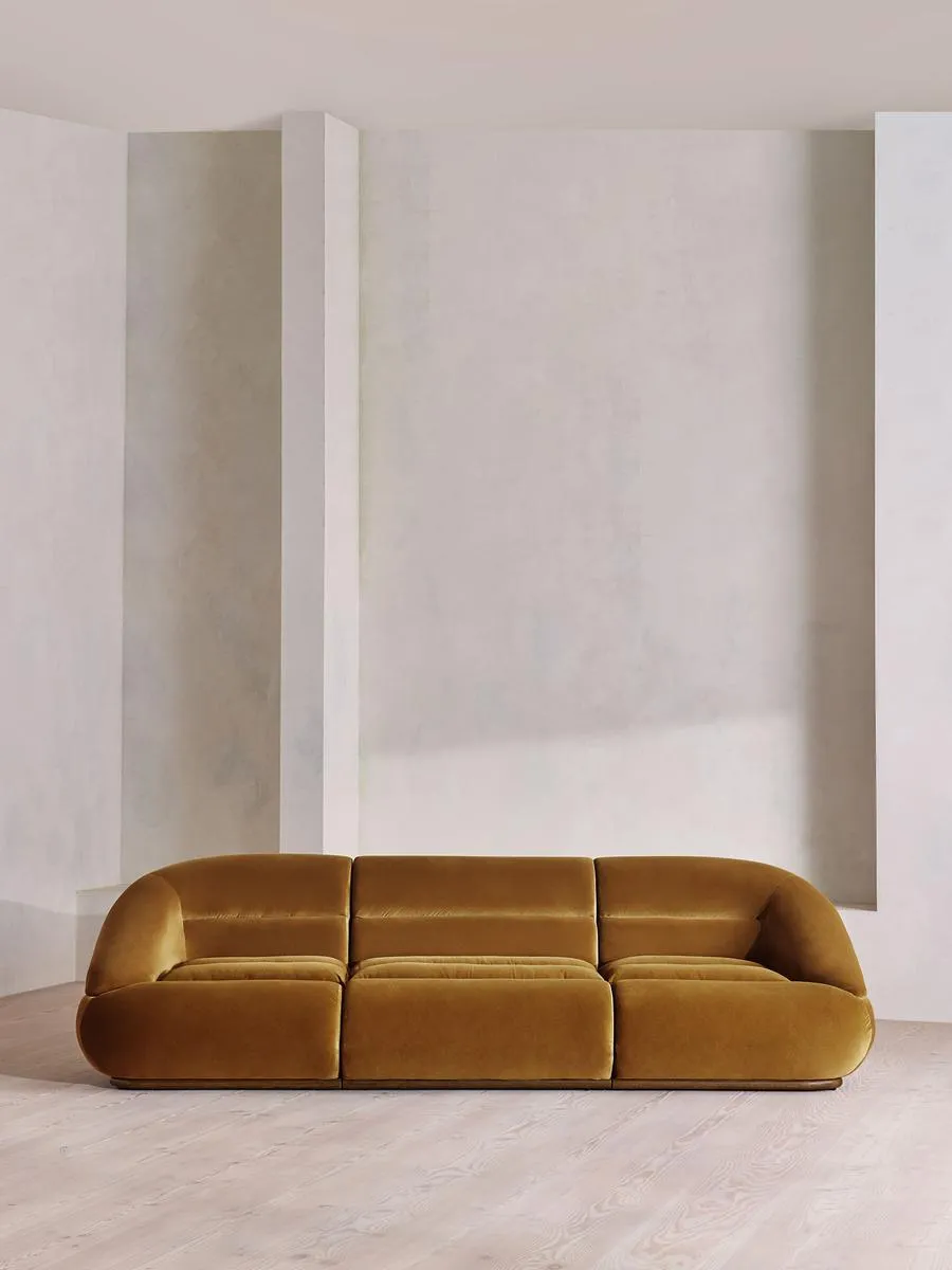 Edison Modular Sofa, Four Seater, Velvet, Mustard