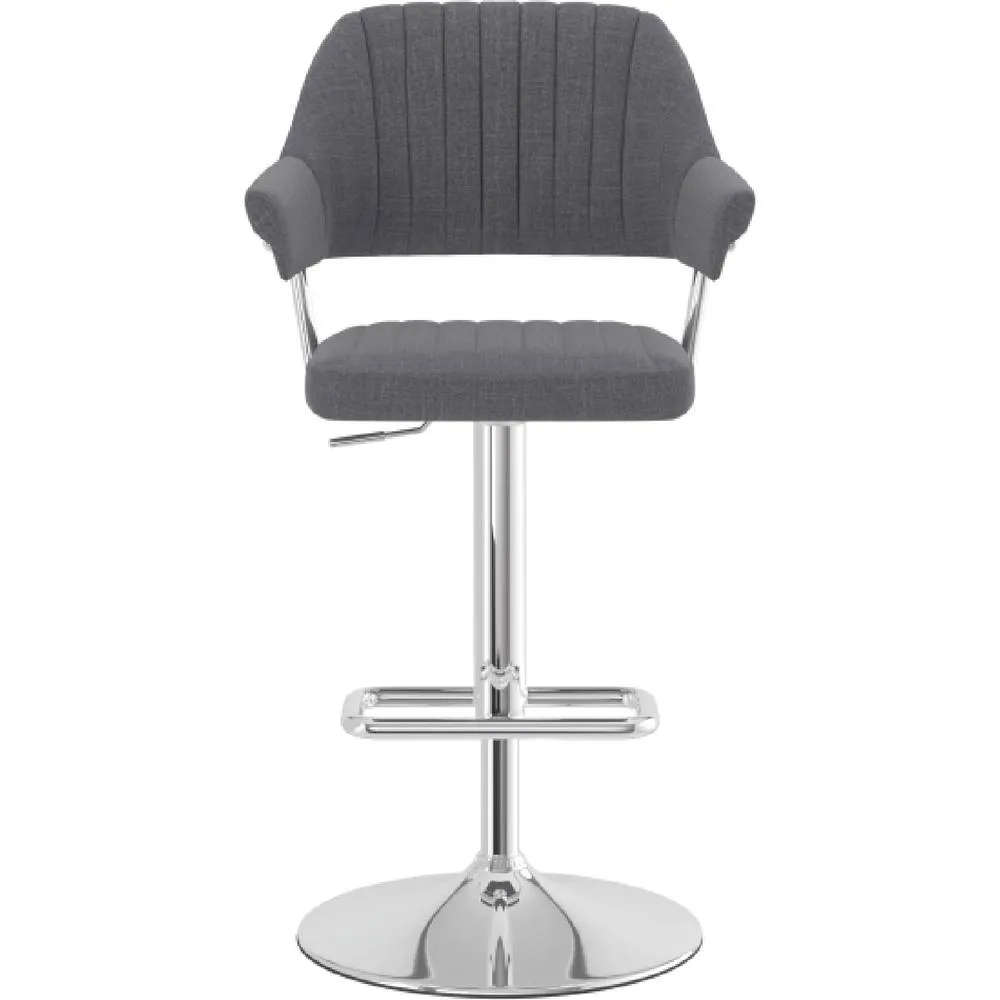 netfurniture Vibe Charcoal Adjustable Fabric Bar Stool with Arms in Grey