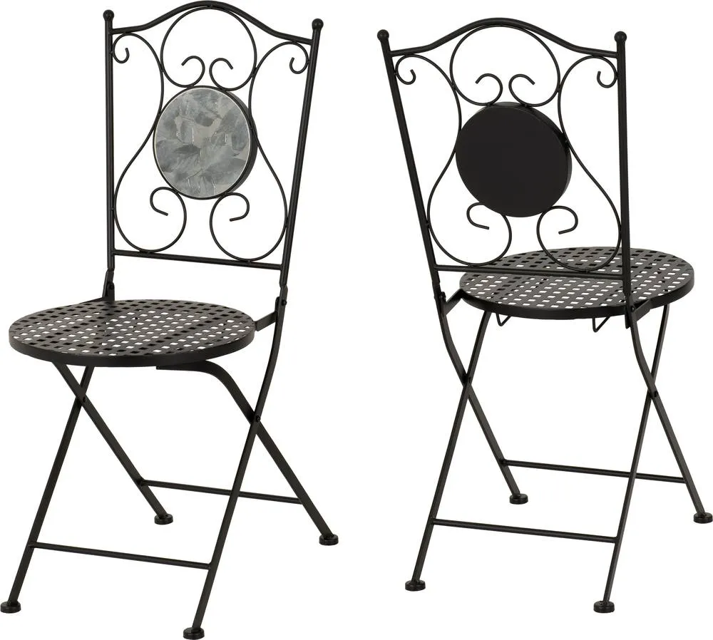 Seconique Ferne Patio Dining Set - Black/Grey Leaf in Black 3