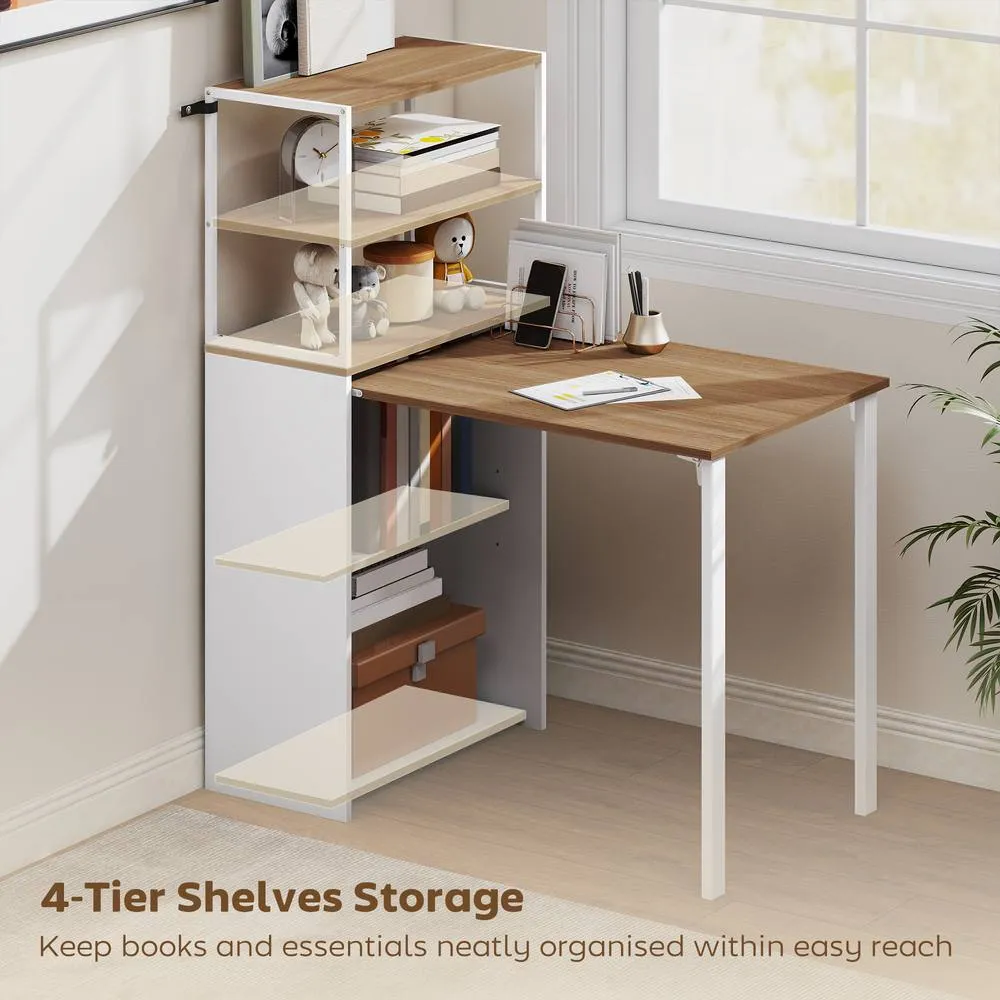 HOMCOM Foldable Computer Desk, Home Office Desk for Small Spaces, Natural 5
