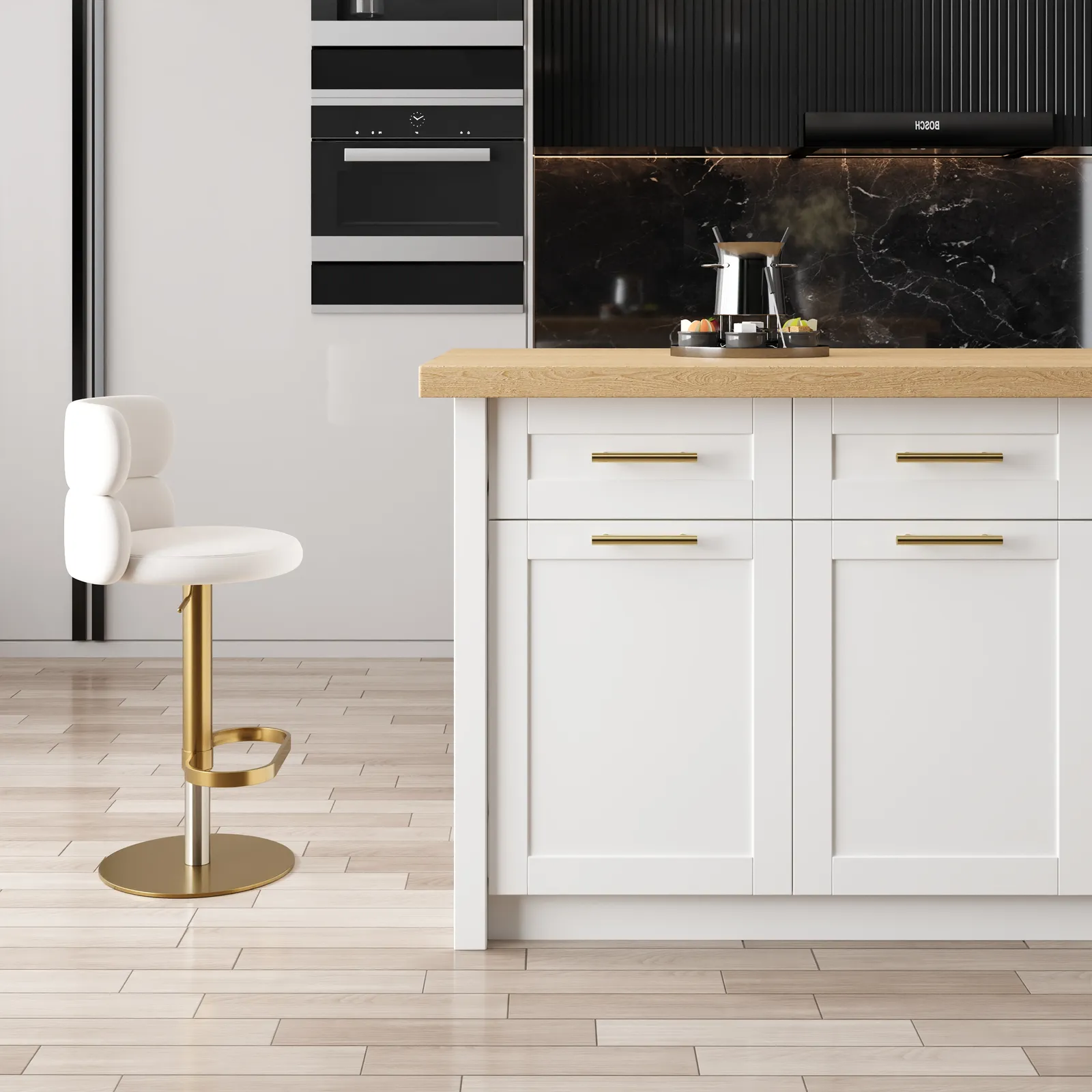 183 cm Large Walnut Kitchen Island with Storage Modern Kitchen Cabinet