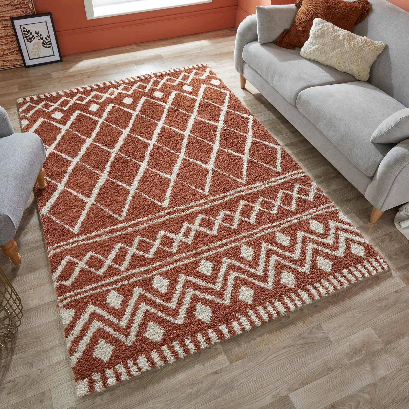 Souk Berber Rug Orange/White