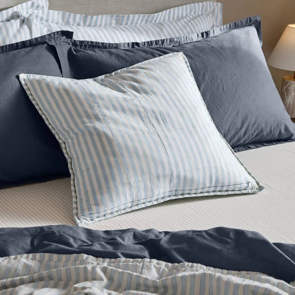 Yard Hebden Striped 100% Cotton Cushion in Pale Blue 2