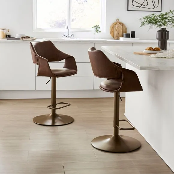 Marley Gaslift Barstool, Faux Leather 2