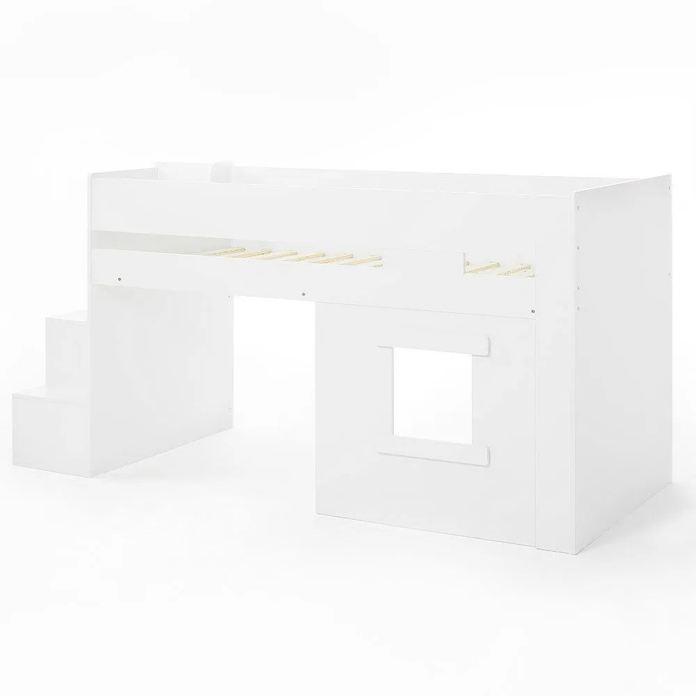 Flair Marlowe Mid Sleeper Bed with Steps & Storage in White 5