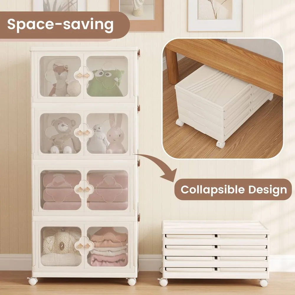 Costway 212L Storage Bins Stackable Storage Containers with Lid & Wheels-White in White 3