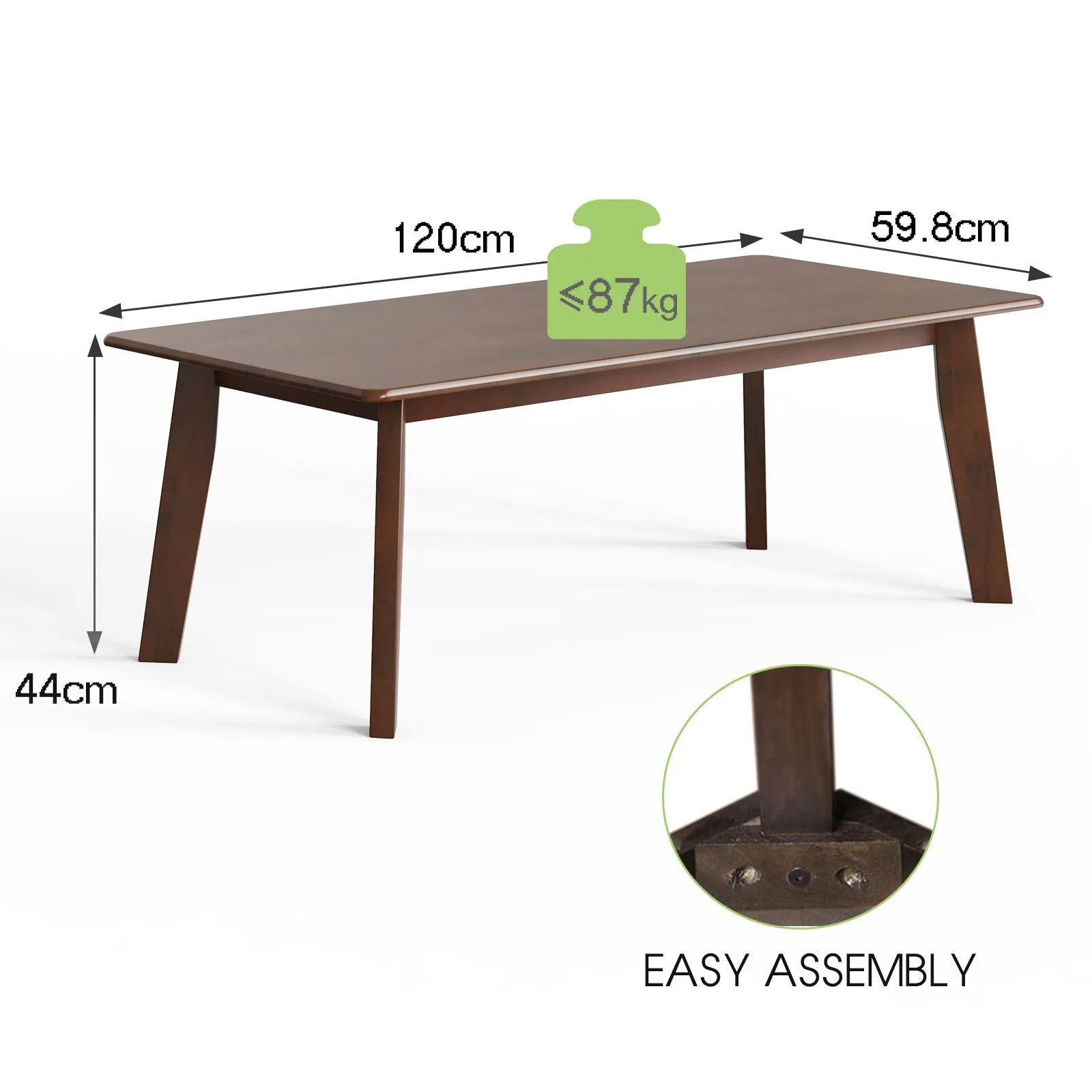 Costway 120CM Rectangular Coffee Table Modern Coffee Table in Brown 2