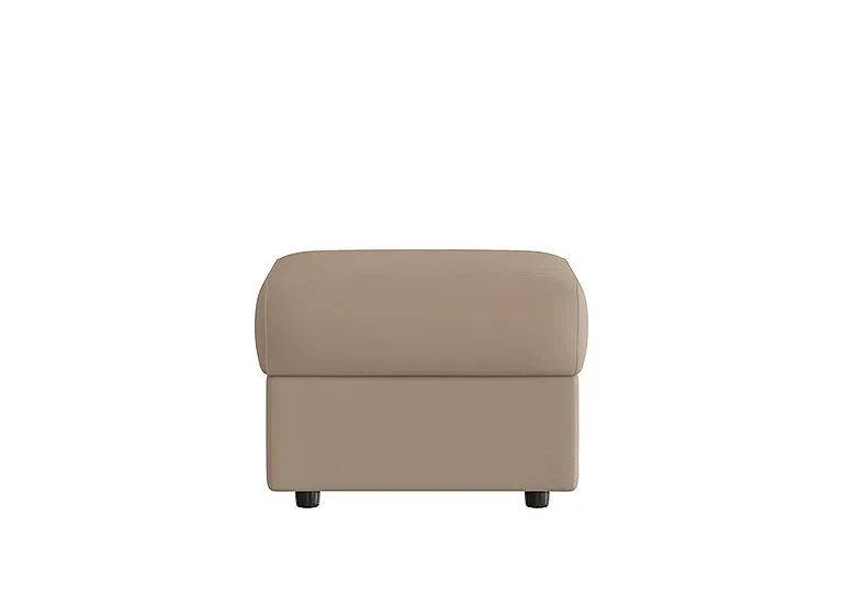 Davide Leather Footstool - Torello Taupe