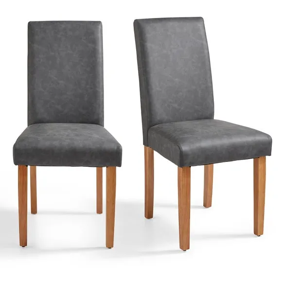 Hugo Set of 2 Dining Chairs, Distressed Faux Leather 5