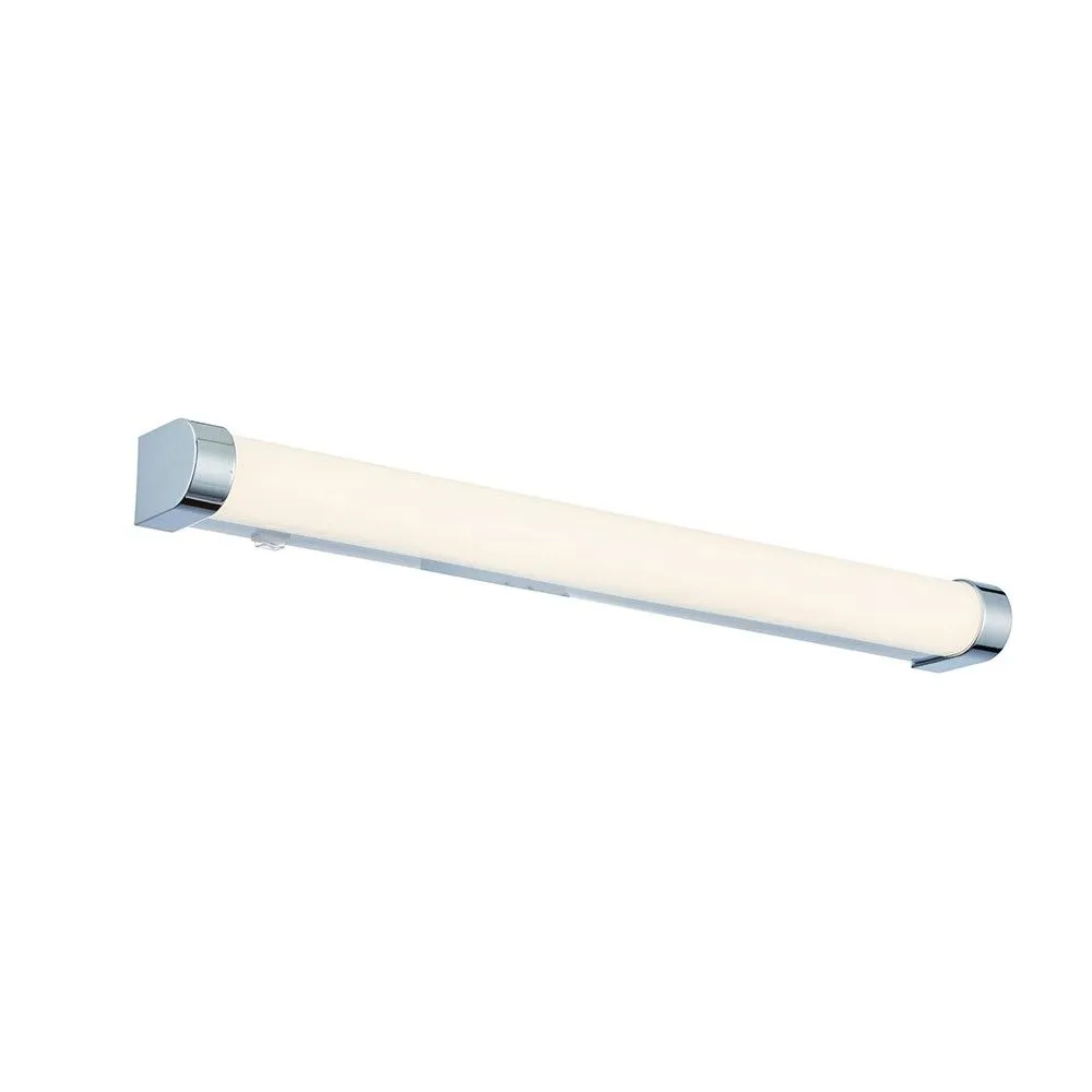 Netlighting Moda Bathroom Wall 1 Light IP44 15W White Ribbed & Chrome Effect in Grey
