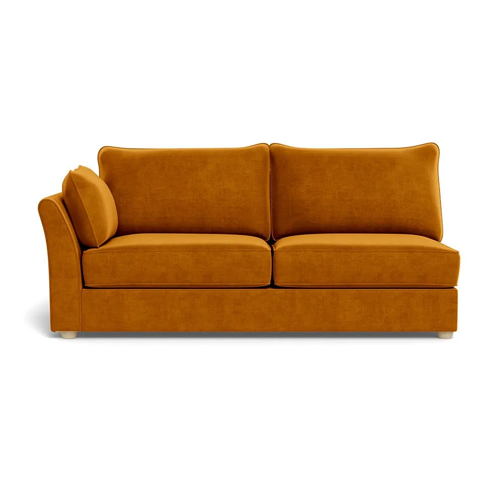 Heal's Tailor Large Left Hand Facing Corner Unit Smart Luxe Velvet Cognac Natural Feet 1