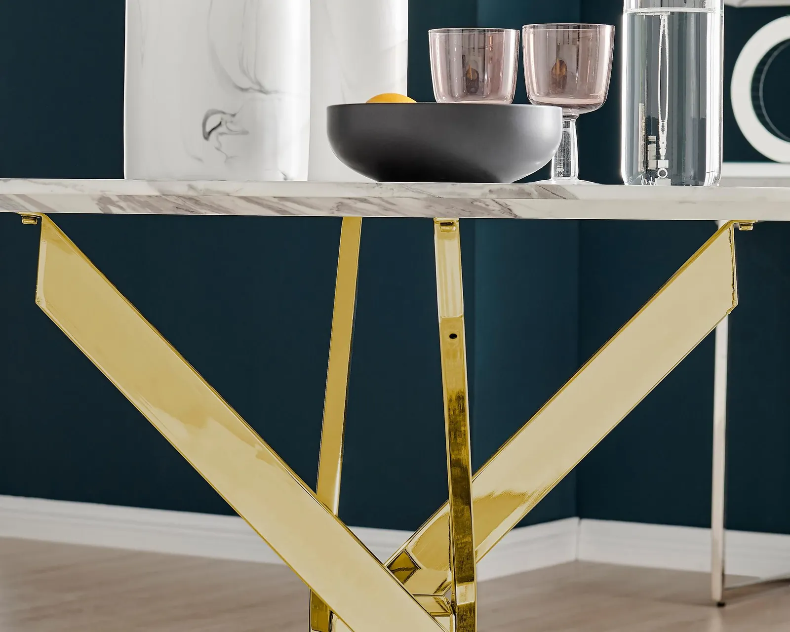 FurnitureboxUK Novara 100cm Round 4-Seater Dining Table With Gold Chrome Legs in Off-White 5