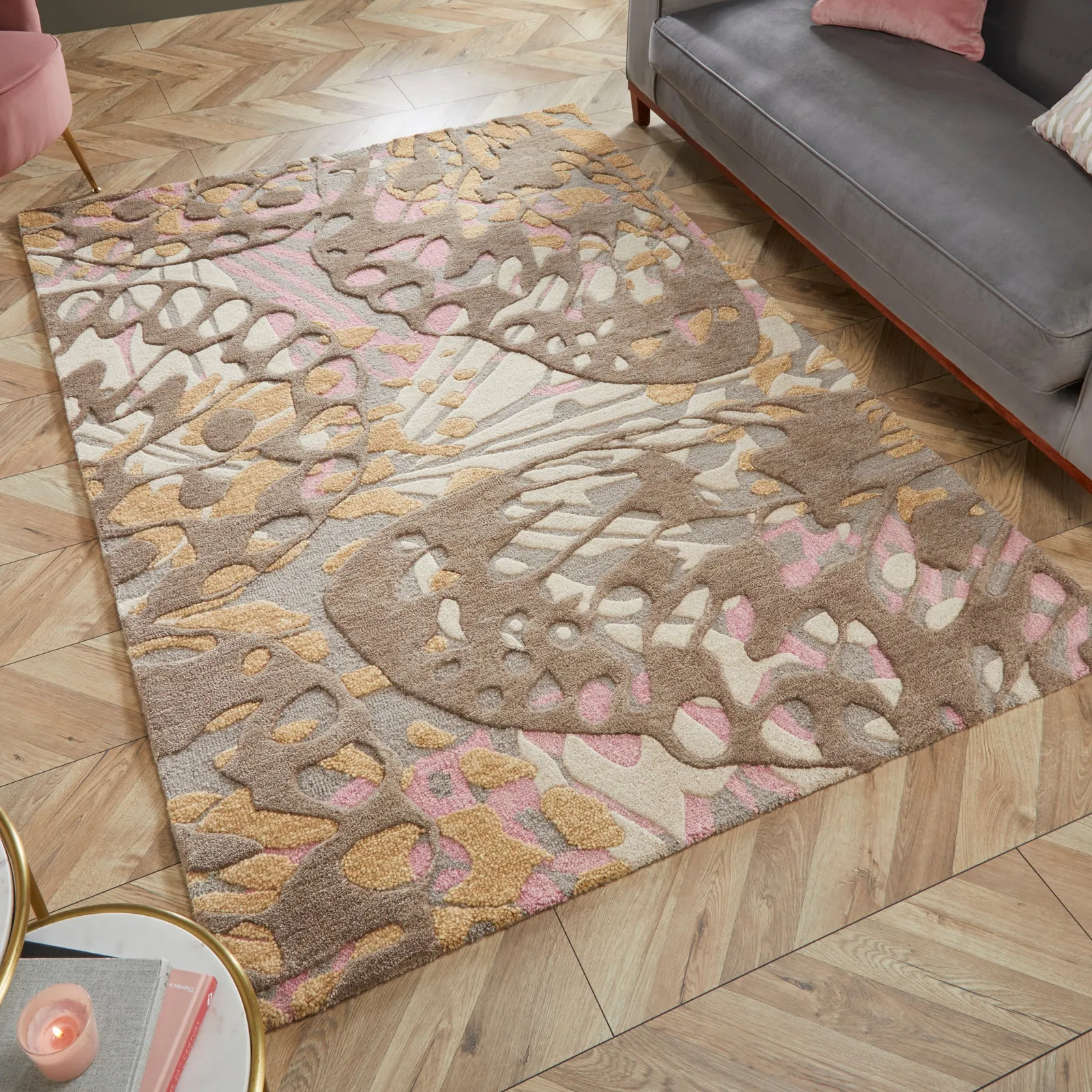 Camilla Rug Brown, Yellow and Pink