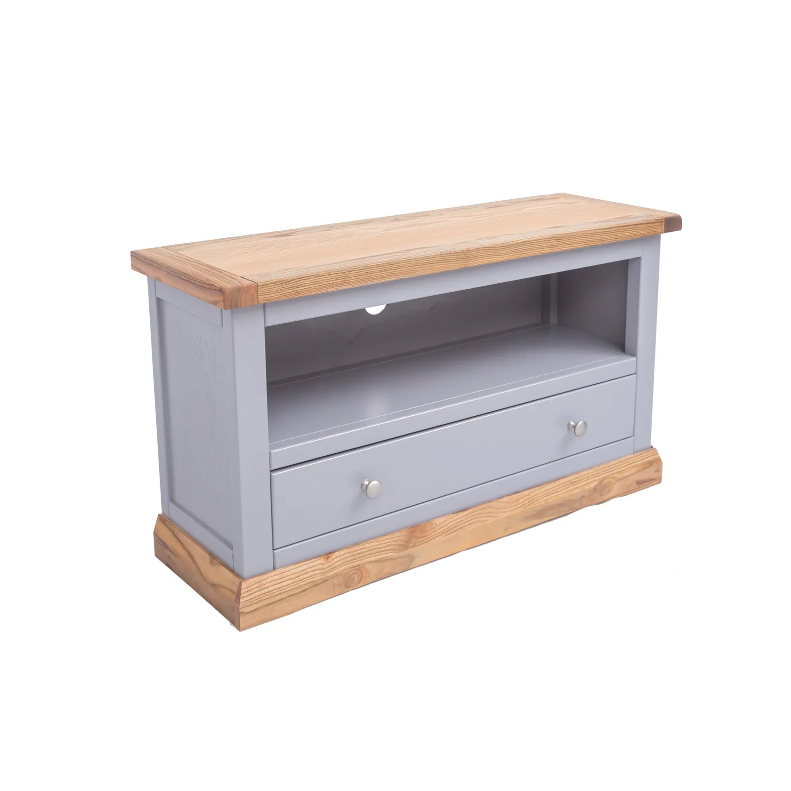 Cabinet Bits Biccari Grey 1 Drawer TV Cabinet Chrome Knob 3