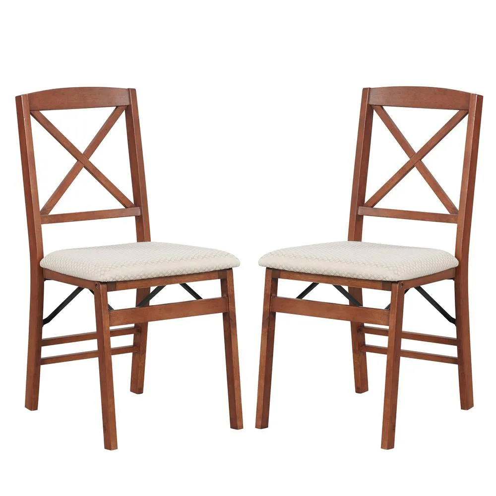 Costway Folding Dining Chairs Set of 2 Kitchen Side Chairs W/Padded Seat in Walnut 3