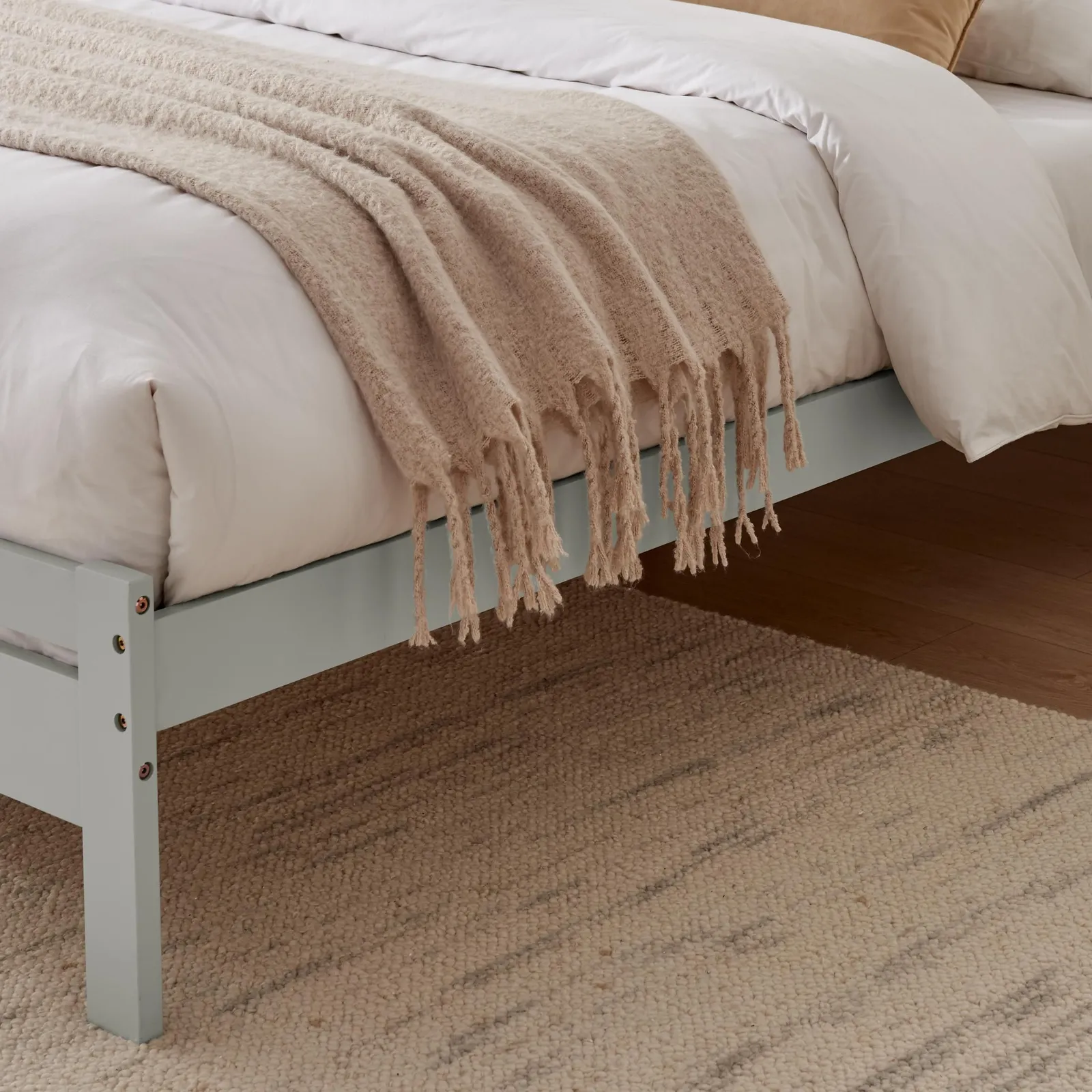 FurnitureboxUK Declan Solid Pine Double Bed Frame in Light Grey 4