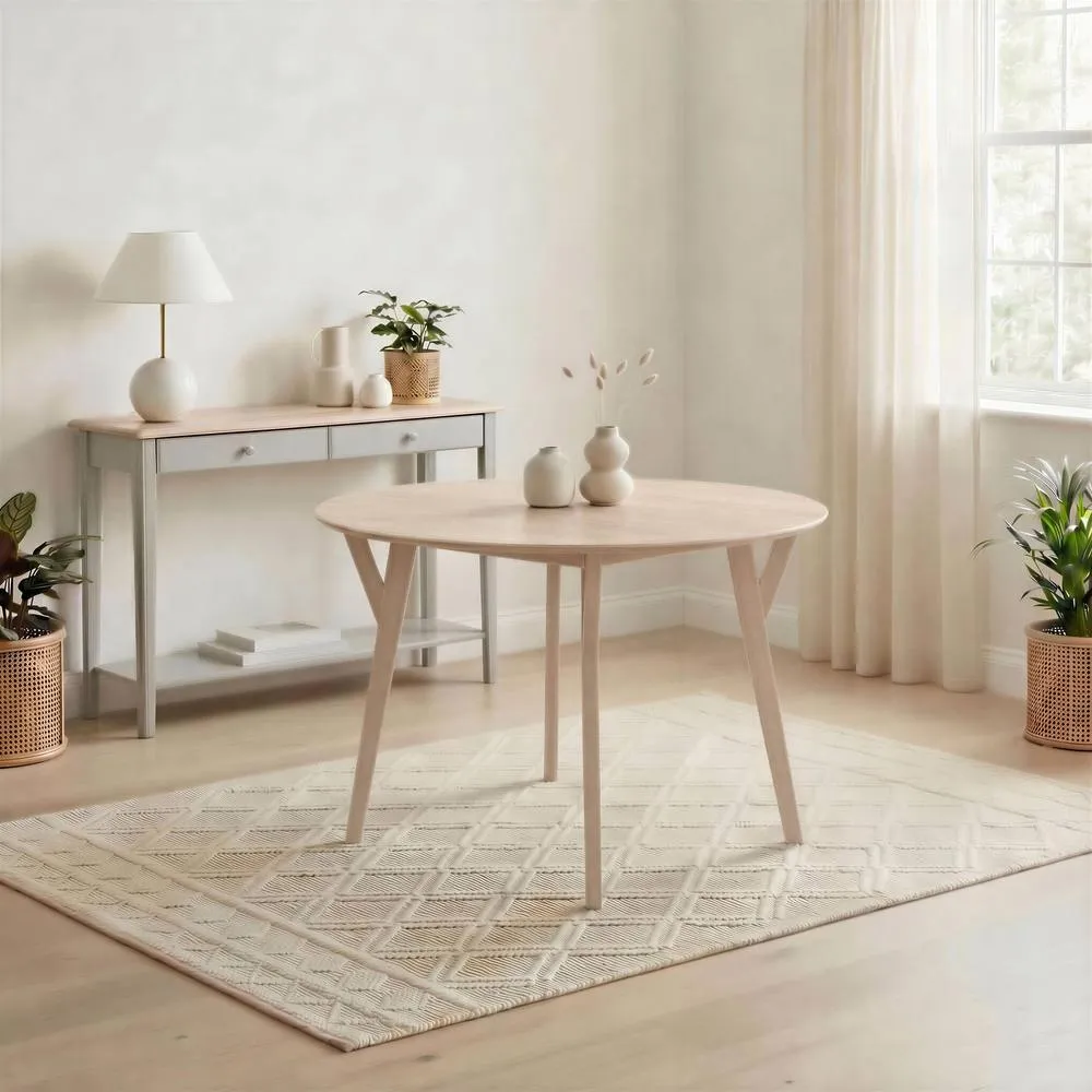 FurnitureboxUK Lynton Round Walnut Effect Wood 4-6 Seater Dining Table in White